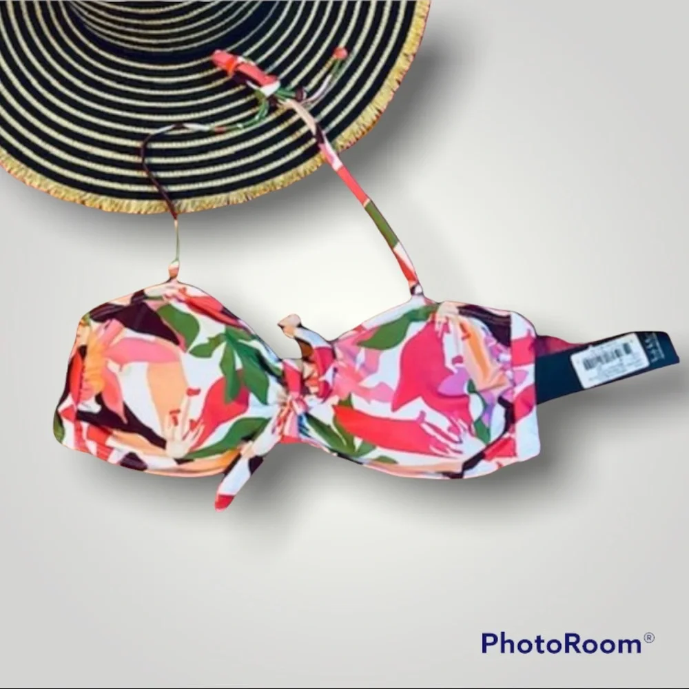 Nicole Miller Floral Bandeau Bikini Top - NWT